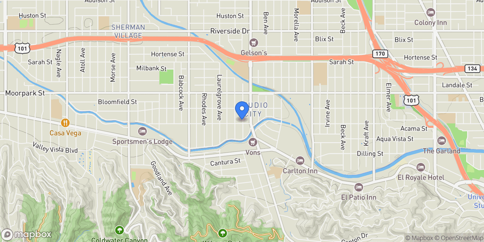 Map showing 4209 Vantage Avenue, Los Angeles, California, United States.