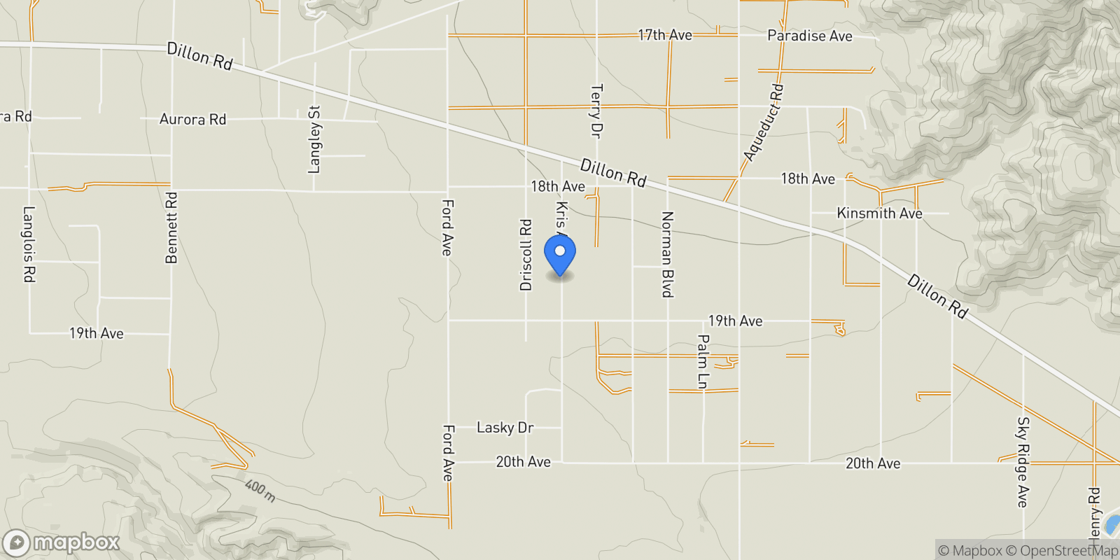 Map showing 18625 Kris Avenue, Desert Hot Springs, CA 92241, Desert Hot Springs, California, United States.
