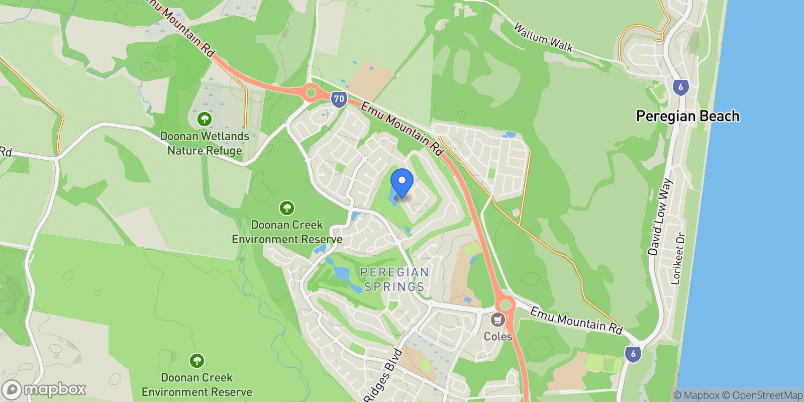 Map showing 77 Augusta Circuit Peregian Springs, Sunshine Coast, QLD 4573, Sunshine Coast, Australia.