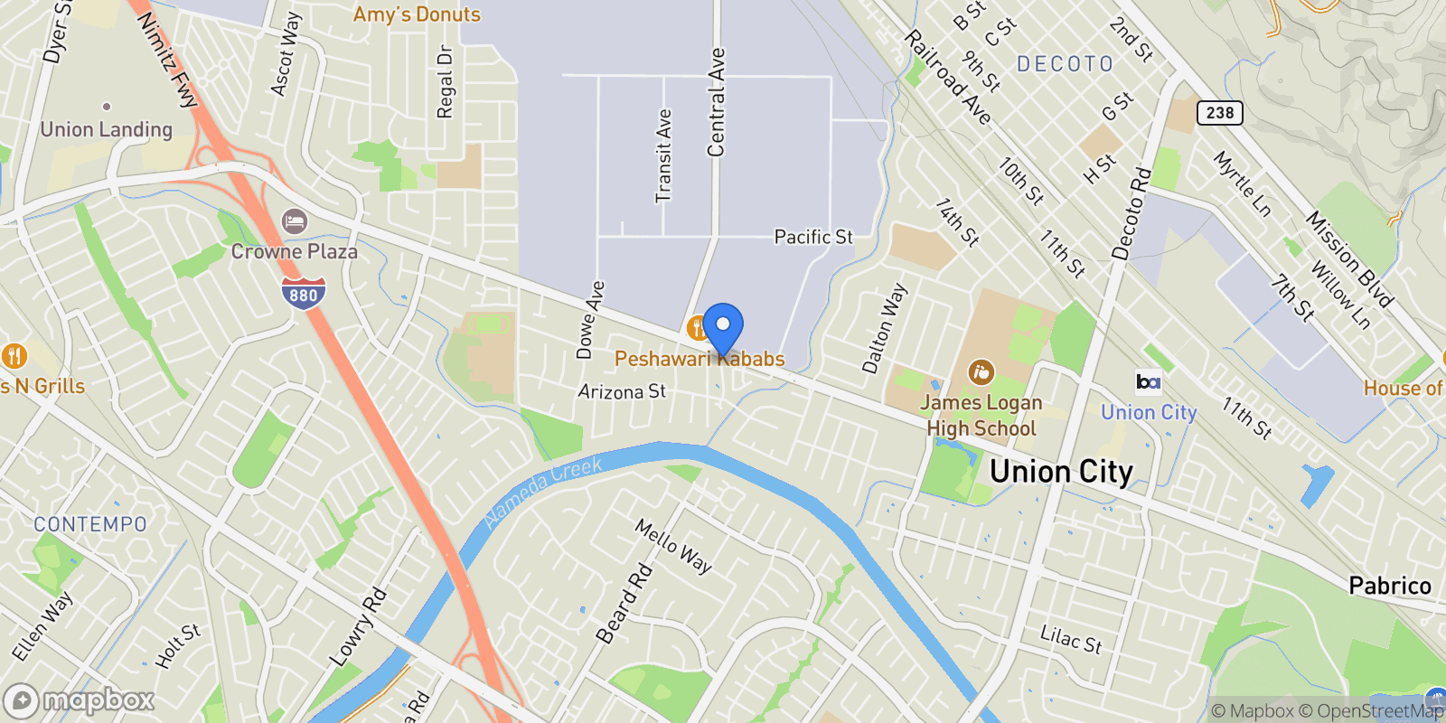 Map showing 2623 Copa Del Oro Drive, Union City, California, United States.