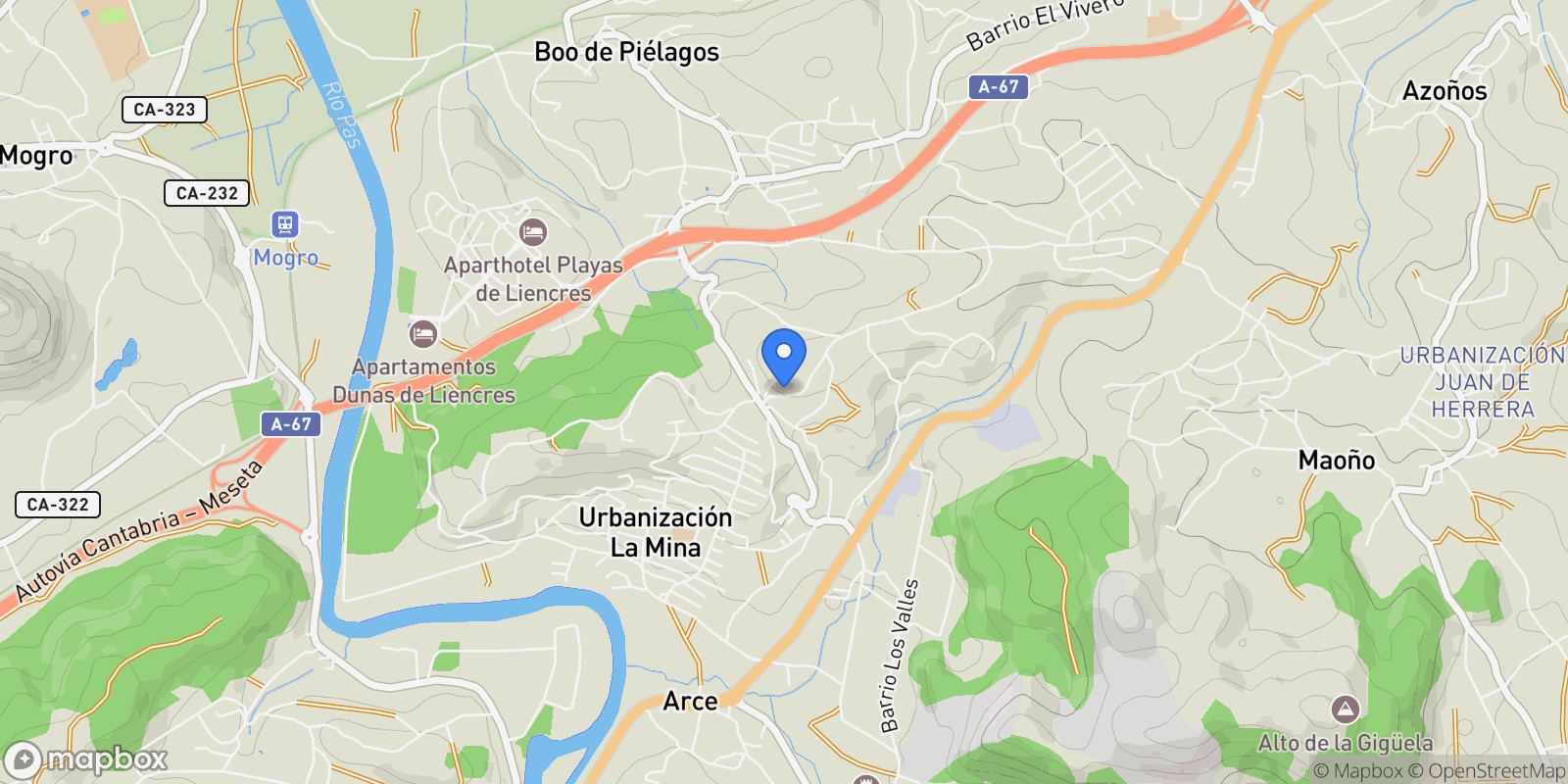 Map showing Pielagos, Cantabria, Spain.