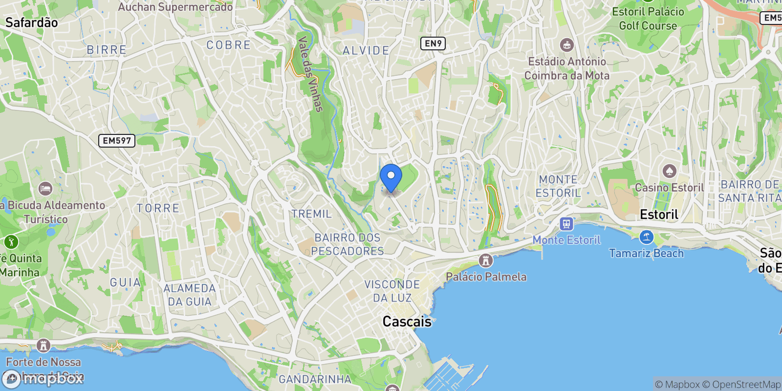 Map showing Cascais e Estoril, Lisboa, Cascais e Estoril, Lisbon, Portugal.