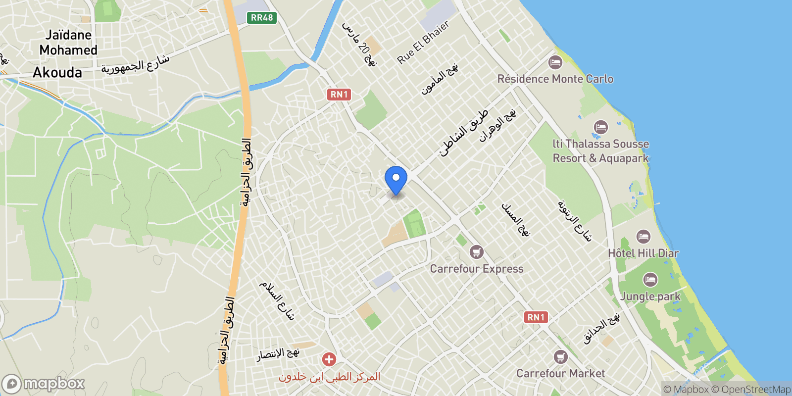 Map showing Hammam Sousse, Sousse, Tunisia.