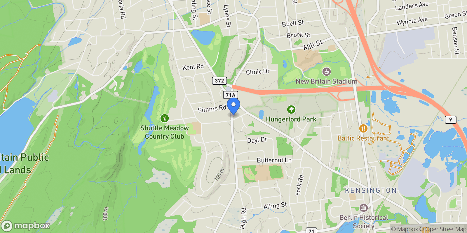 Map showing 305 Lincoln Street, Berlin, Connecticut, United States.