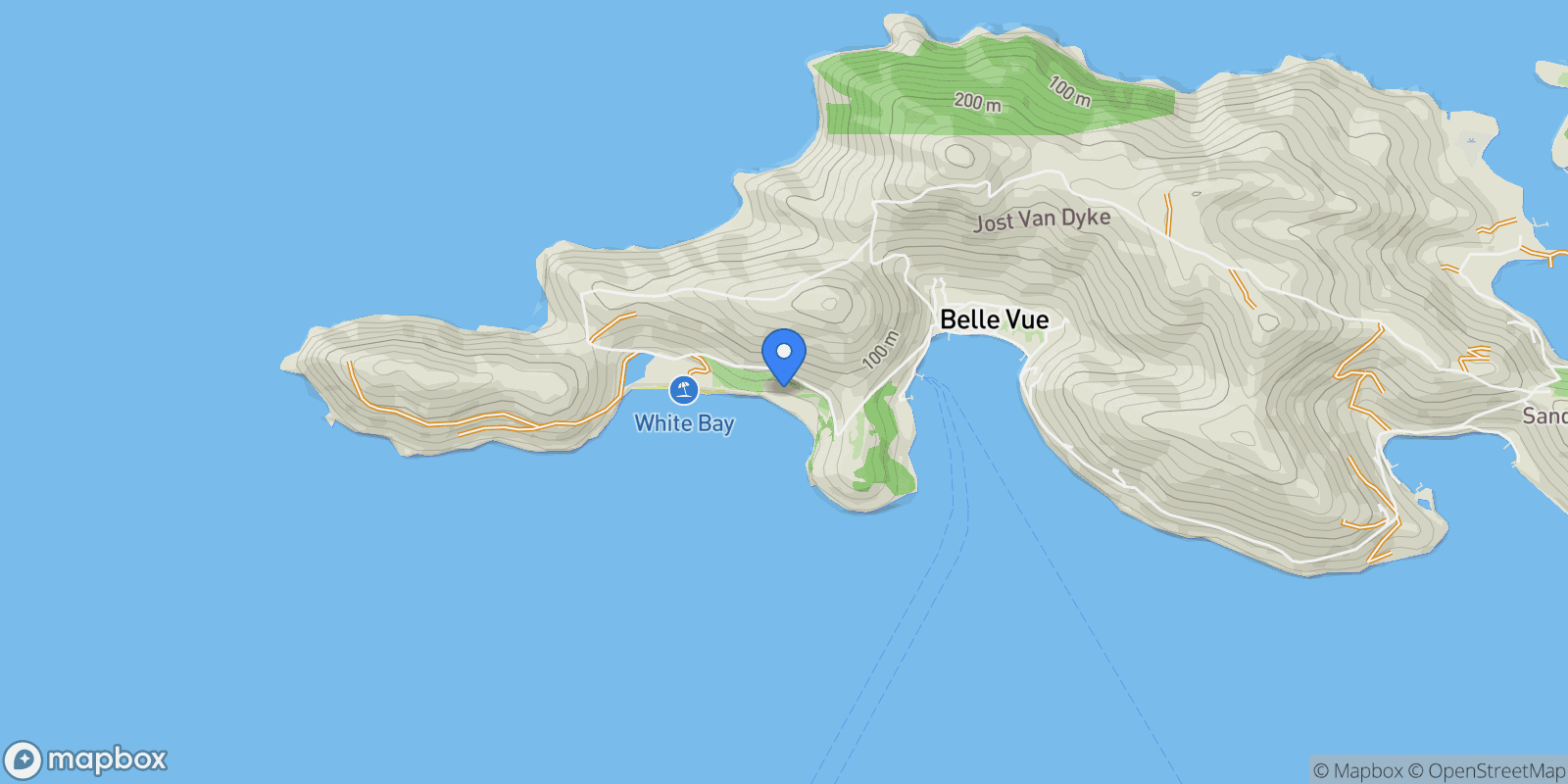 Map showing The Glass House, Jost Van Dyke, Belle Vue, Jost Van Dyke, British Virgin Islands.