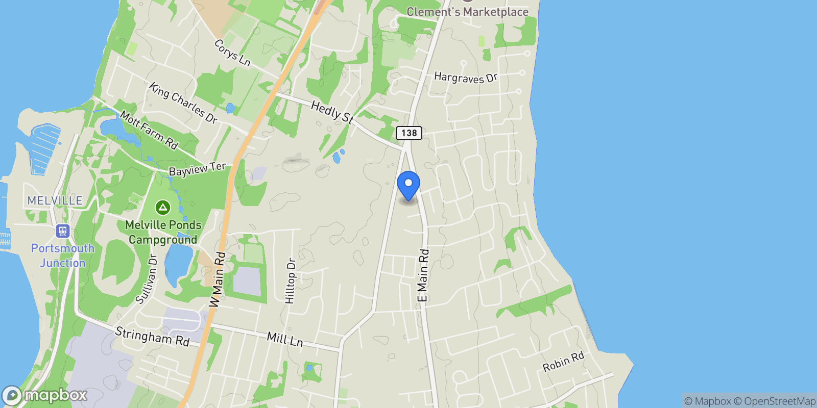 Map showing 2040 East Main Road, Portsmouth, RI 02871, Portsmouth, Rhode Island, United States.
