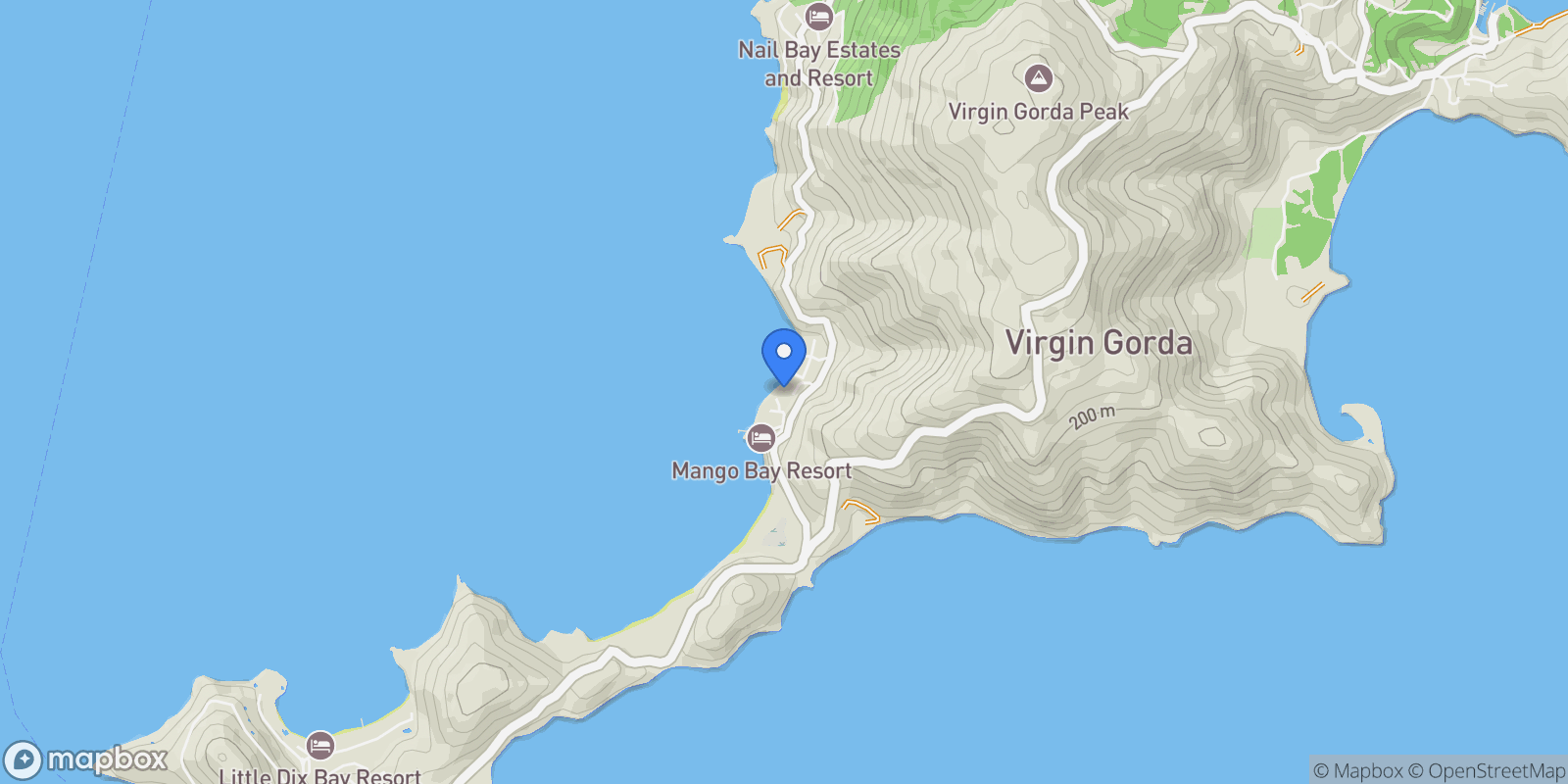Map showing Caribbean Wind, Virgin Gorda, Spanish Town, Virgin Gorda, British Virgin Islands.