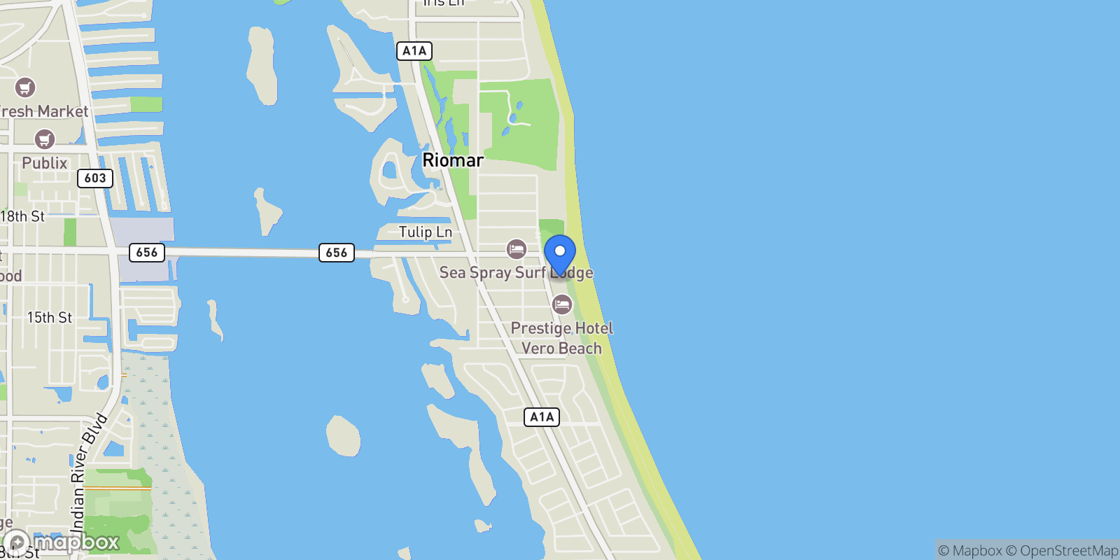 Map showing 1616 Ocean Drive Unit# 102, Vero Beach, FL 32963, Vero Beach, Florida, United States.
