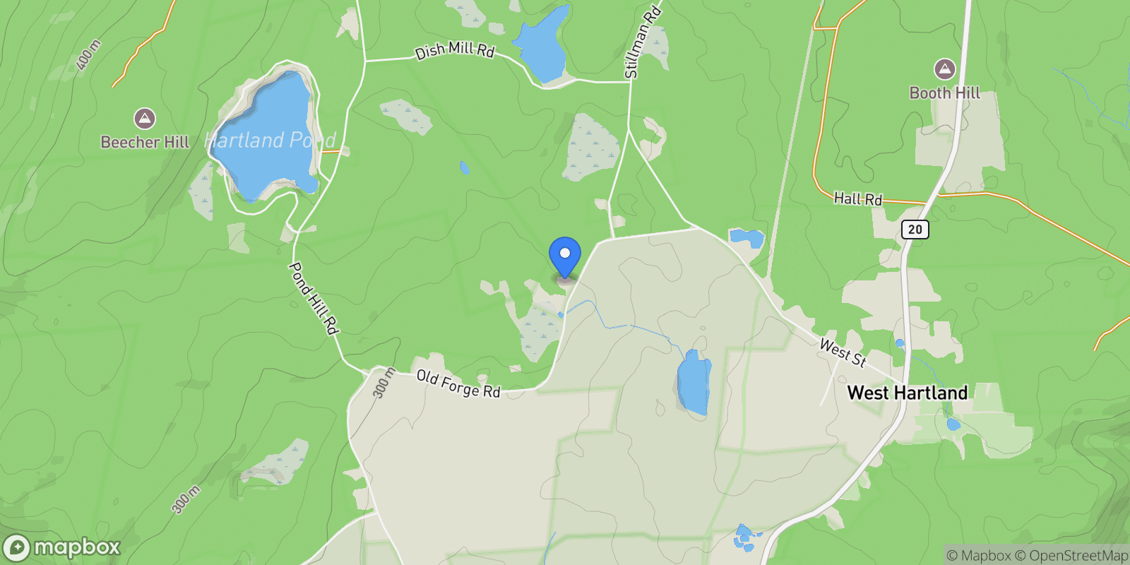 Map showing 91 Old Forge Road, Hartland, Connecticut, United States.