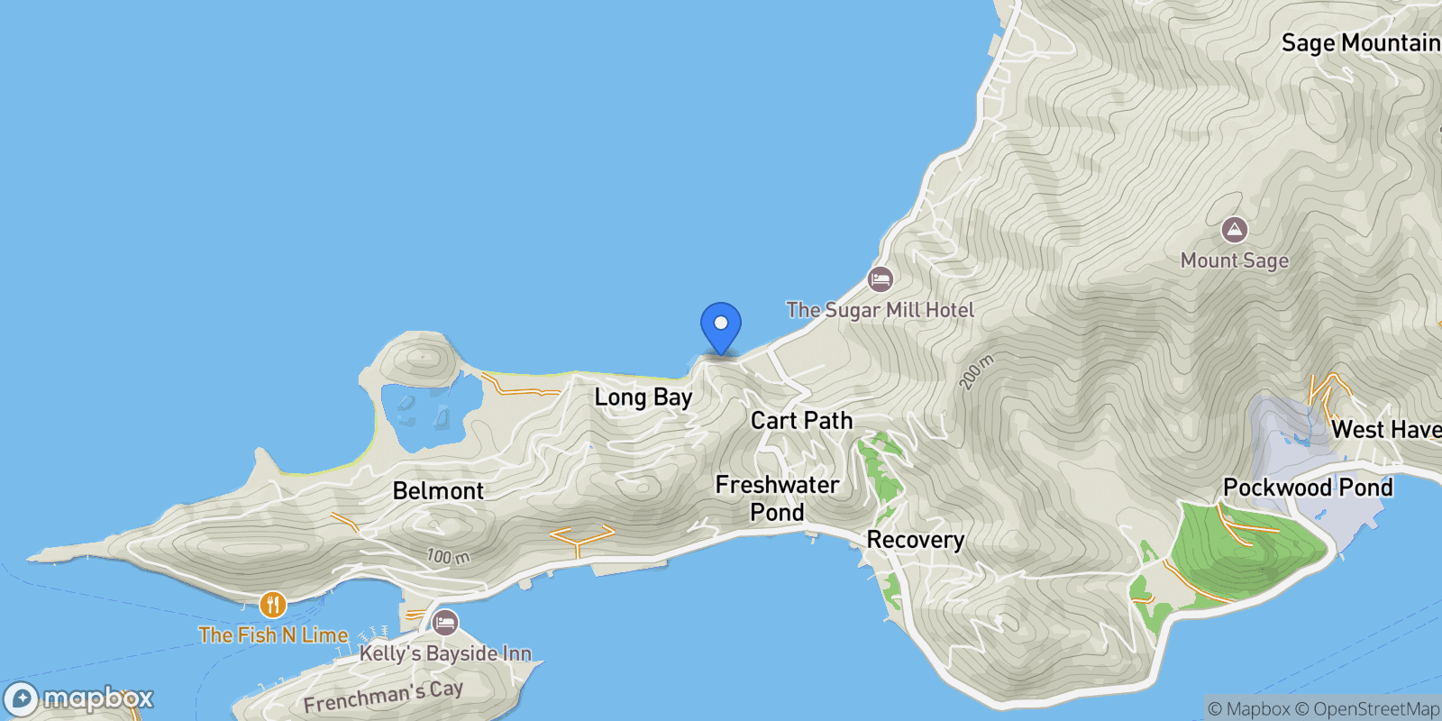 Map showing Apple Bay Cliff House, Tortola, Freshwater Pond, Tortola, British Virgin Islands.