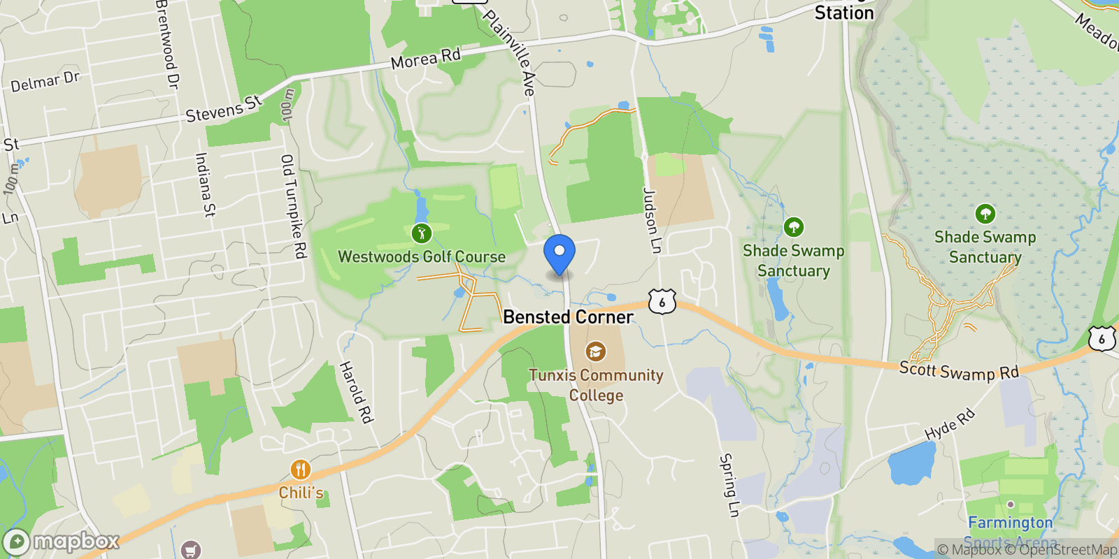 Map showing 796 Plainville Avenue, Farmington, Connecticut, United States.
