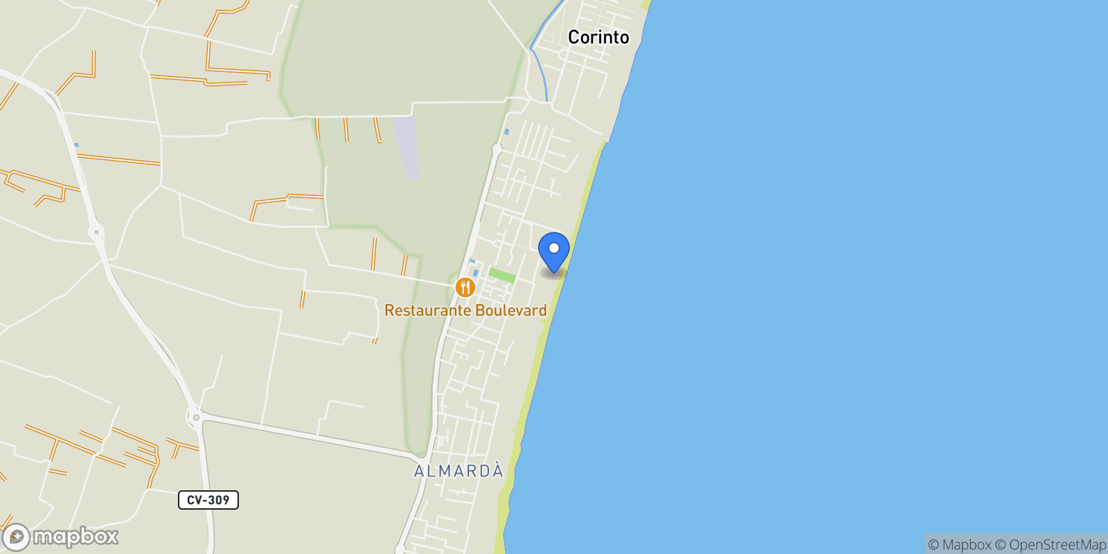 Map showing Primera linea de playa corint, Sagunto, VALENCIA, Sagunto, Sagunt / Sagunto, Valencian Community, Spain.