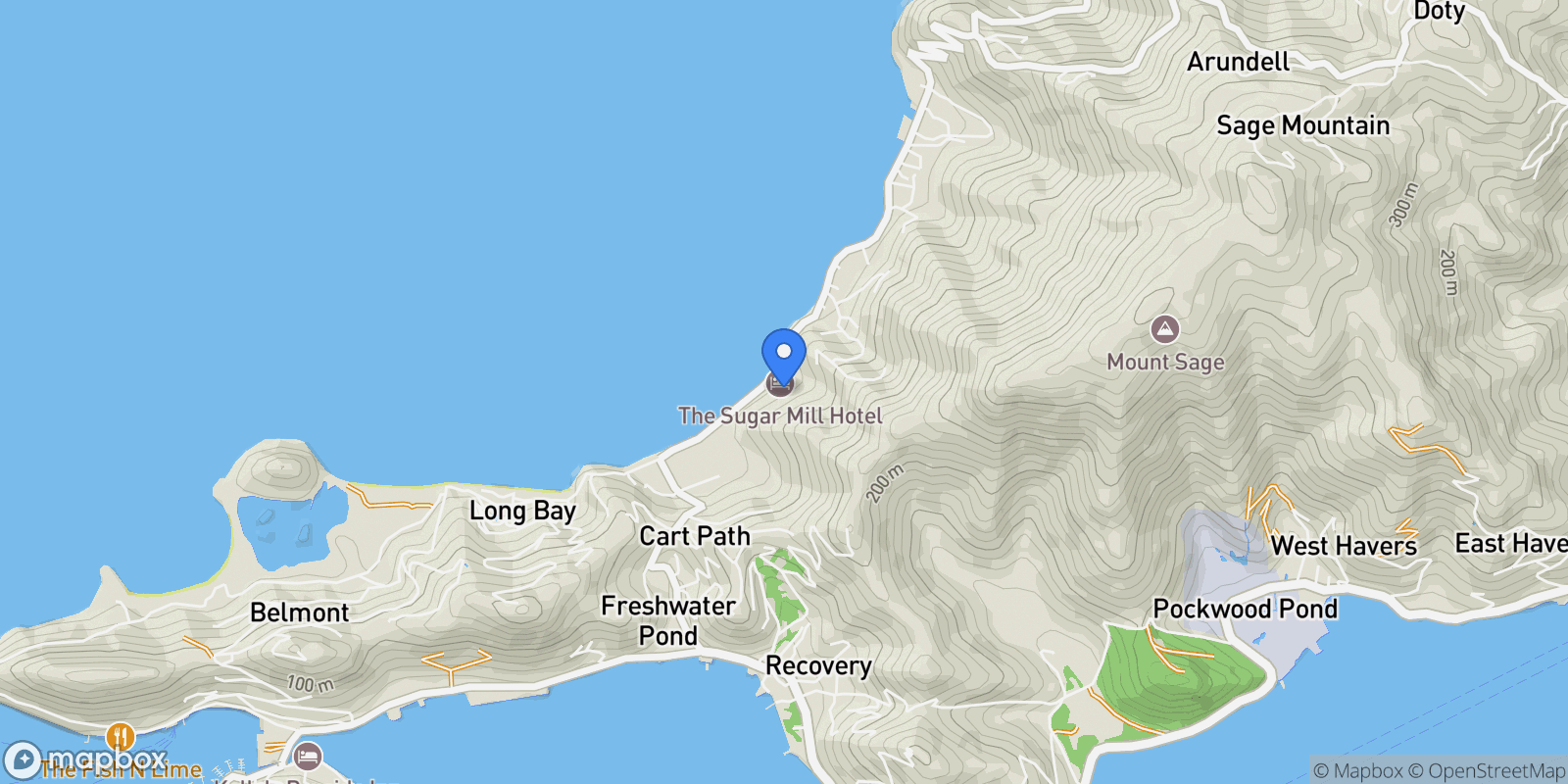 Map showing Sugar Mill Estate Villas, Tortola, Freshwater Pond, Tortola, British Virgin Islands.