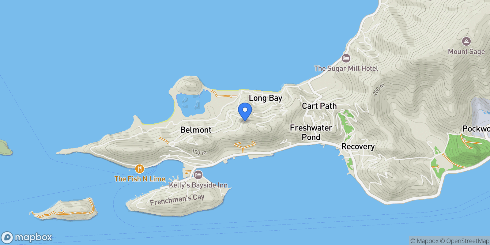 Map showing Towanda, Tortola, Freshwater Pond, Tortola, British Virgin Islands.