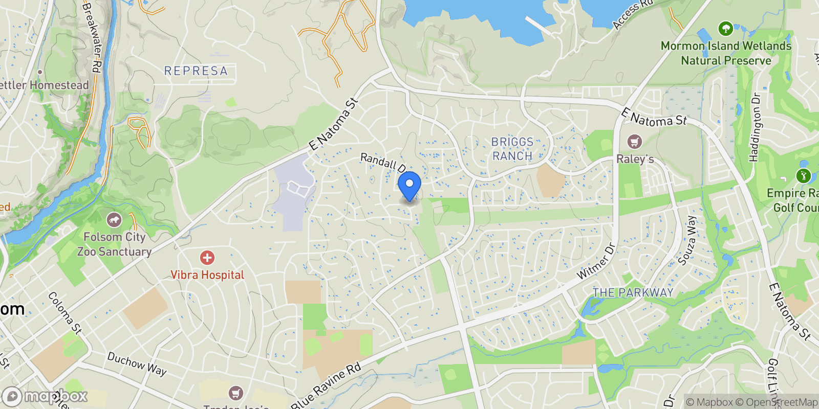 Map showing 164 Rebecca Way, Folsom, California, United States.