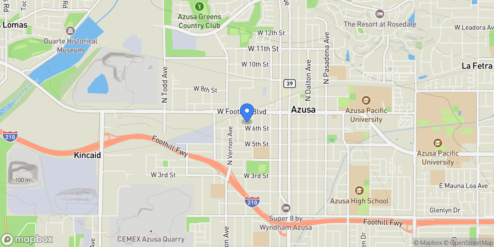 Map showing 614 N Lemon Avenue, Azusa, CA 91702, Azusa, California, United States.