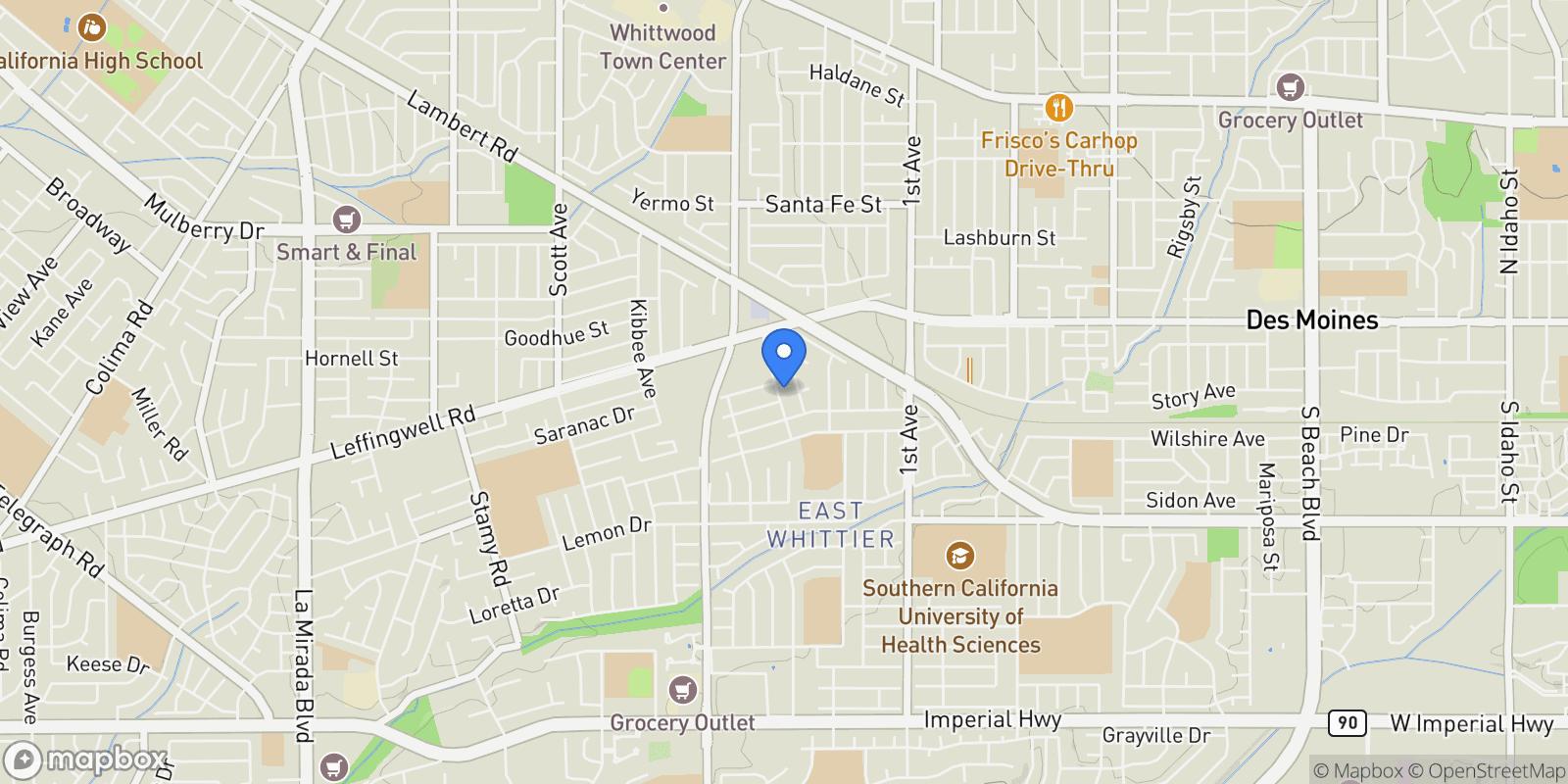 Map showing 11514 Mollyknoll, Whittier, CA 90604, Whittier, California, United States.