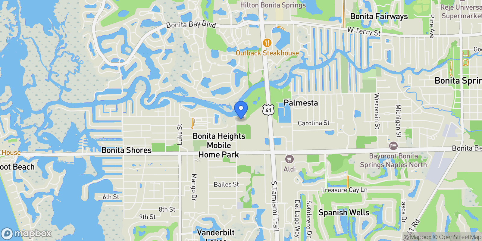 Map showing 2 Aurora Landing Way 404, Bonita Springs, Florida, United States.