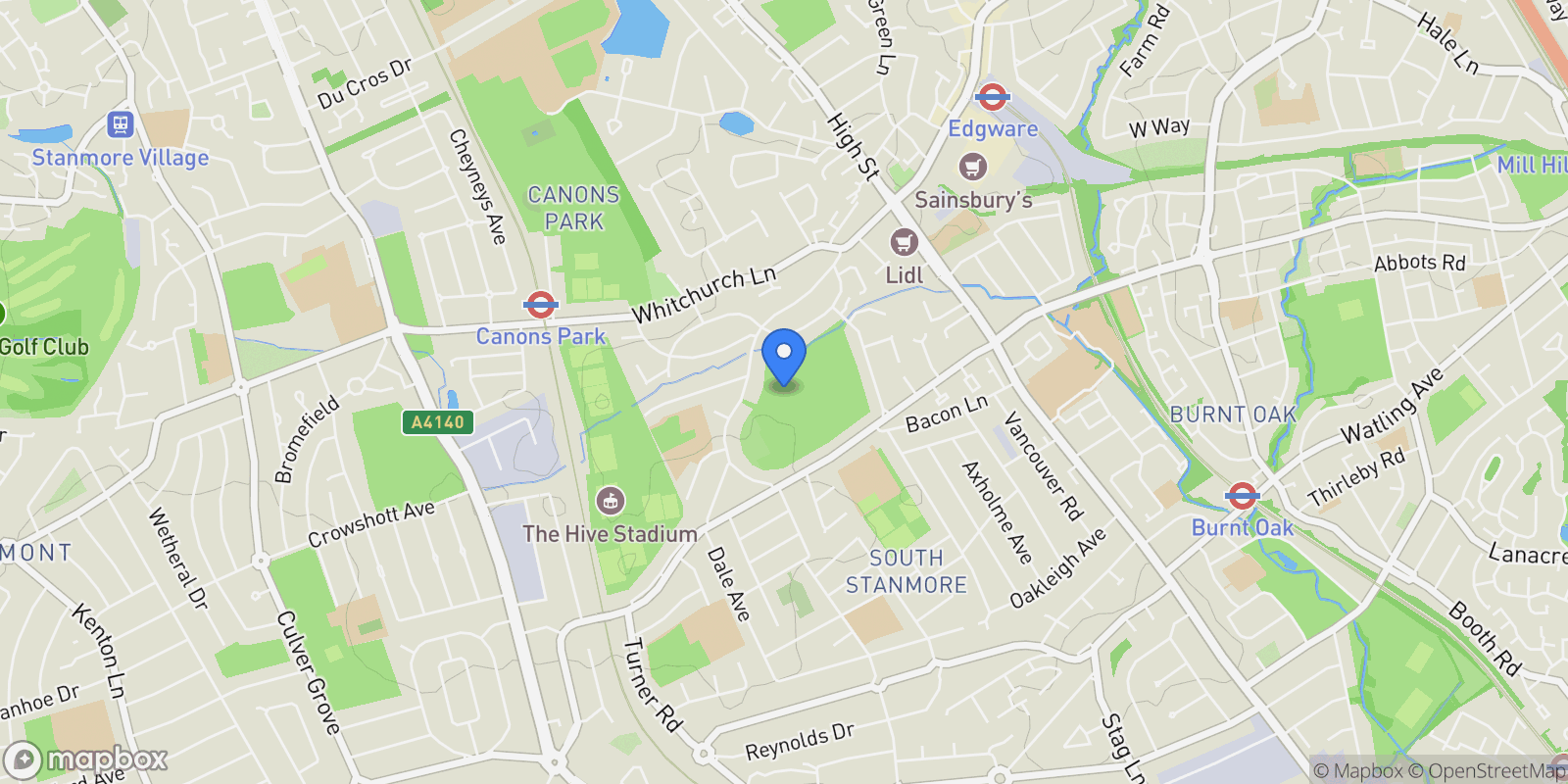 Map showing Hamlyn Close, Edgware, Edgware, England, United Kingdom.