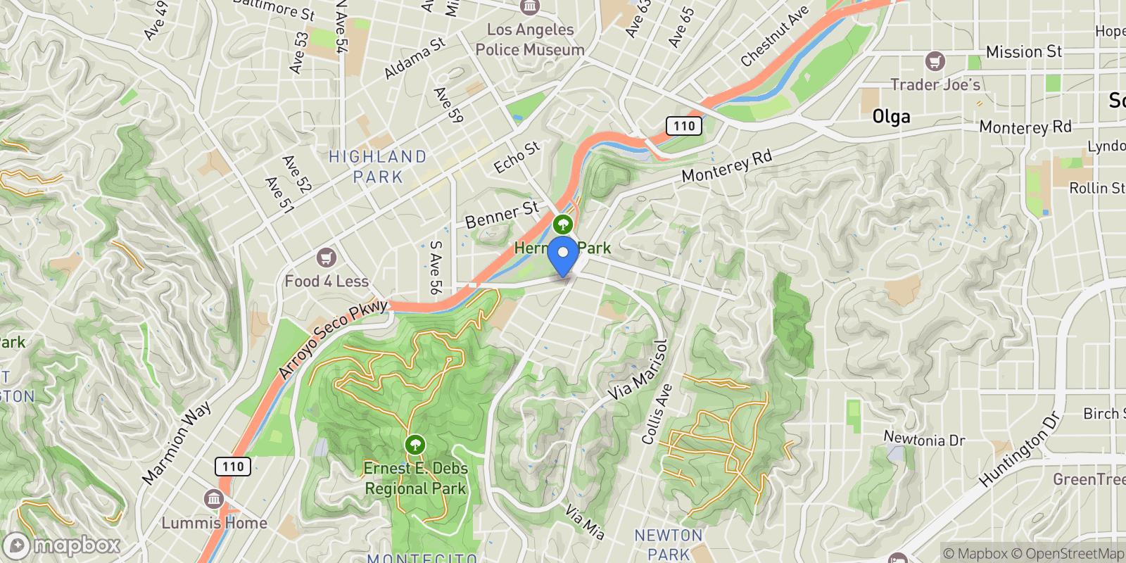 Map showing 5805 Monterey Rd, Los Angeles, CA 90042, Los Angeles, California, United States.