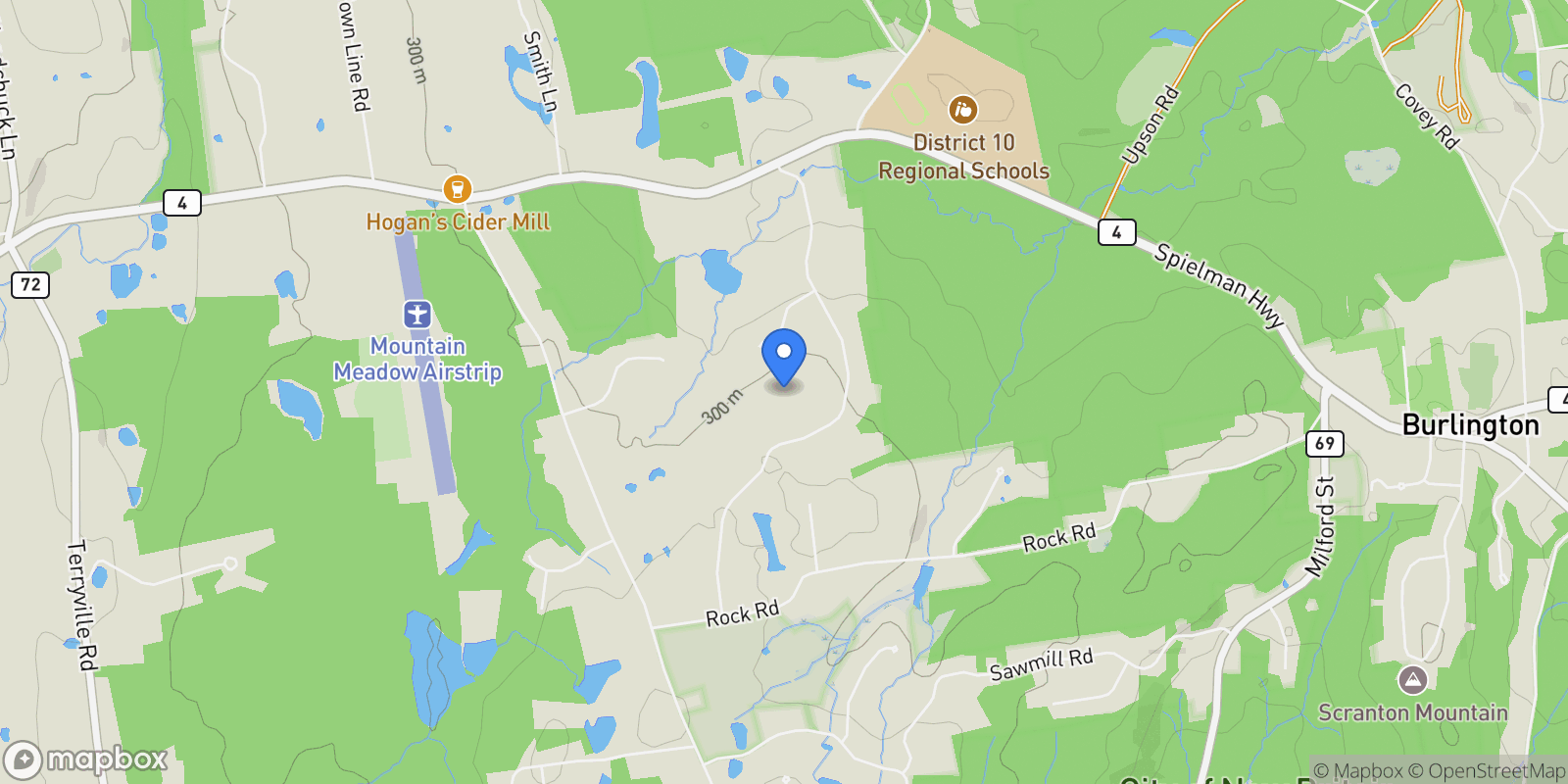 Map showing 39 Charolais Way, Burlington, Connecticut, United States.