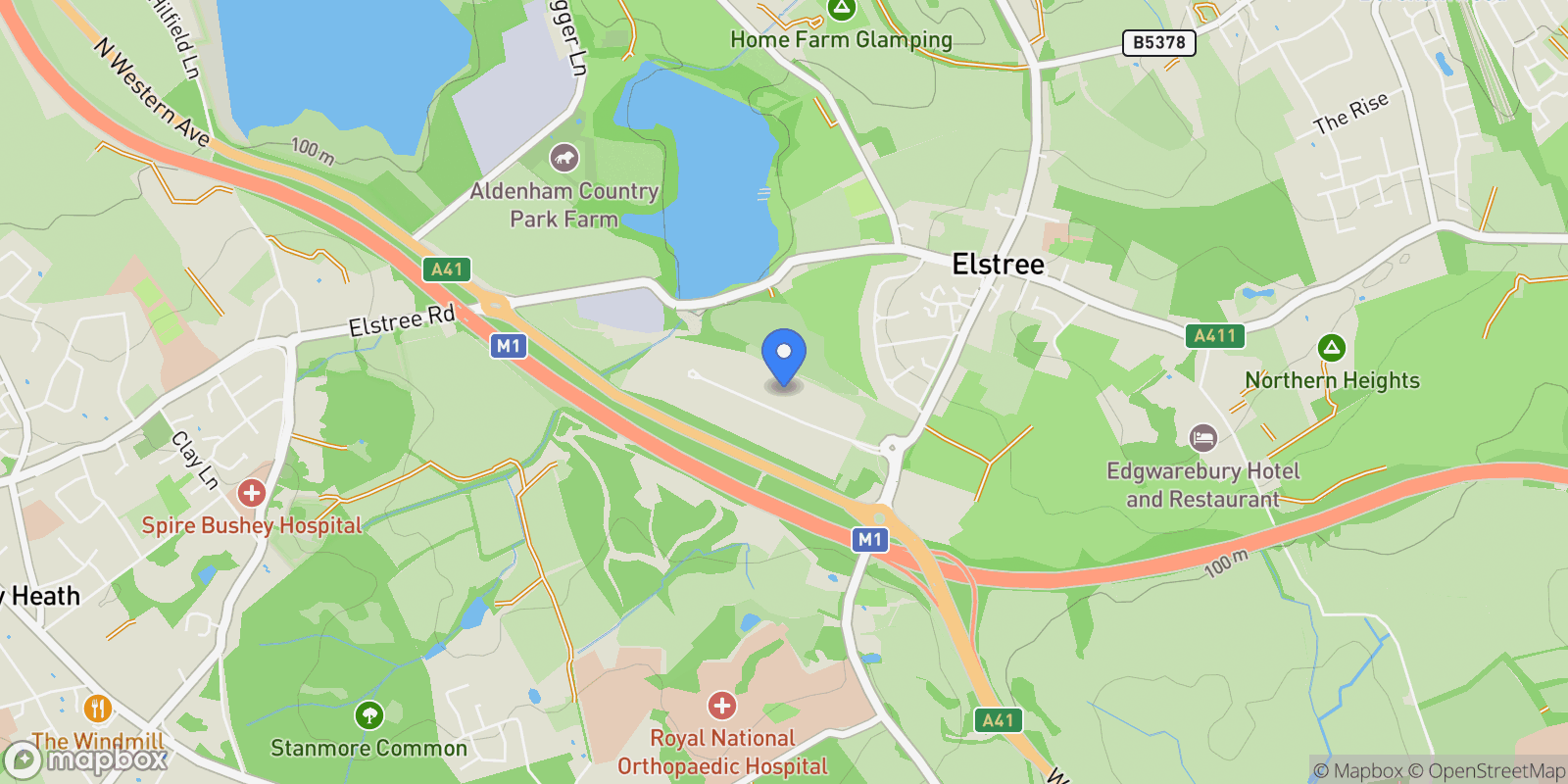 Map showing Leavesden Road, Stanmore, Elstree, England, United Kingdom.