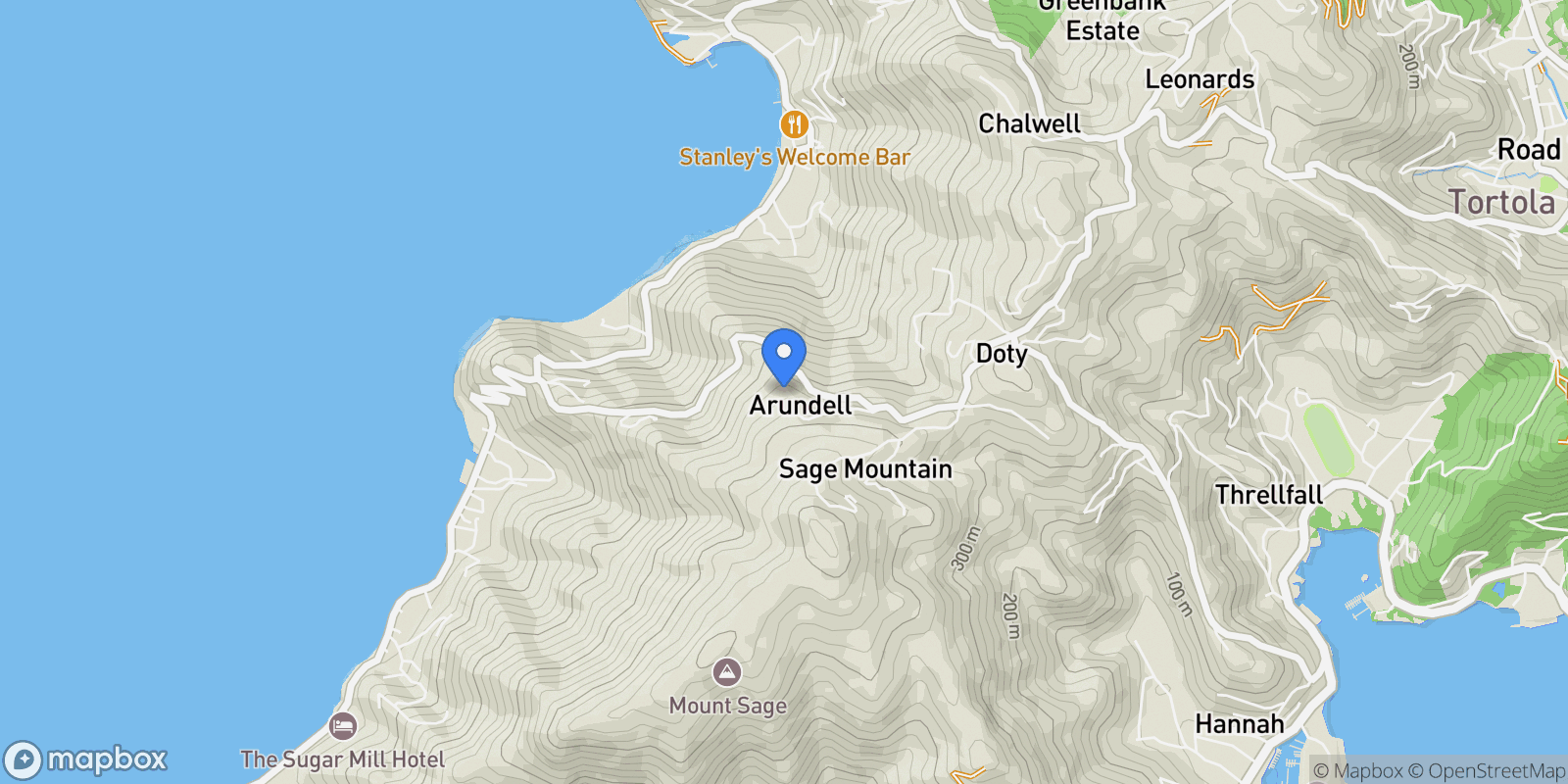 Map showing Sage House, Tortola, Leonards, Tortola, British Virgin Islands.