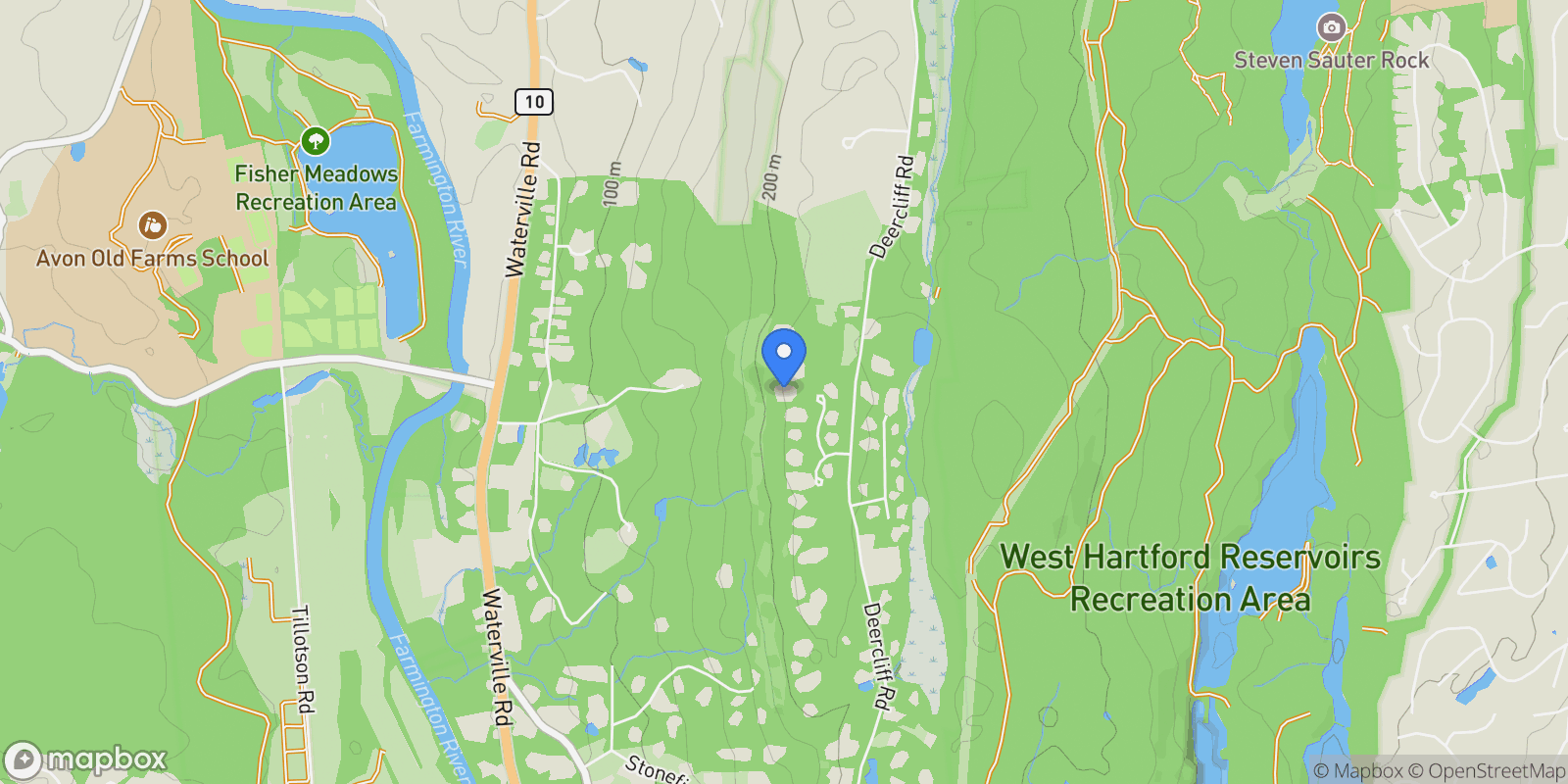 Map showing 23 Robkins Road, Avon, Connecticut, United States.