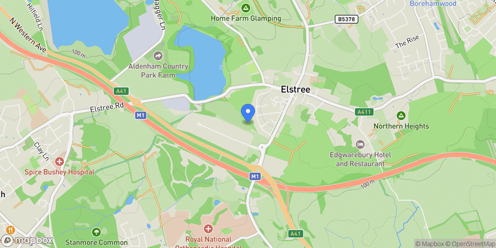 Map showing Cleopatra Close, Stanmore, Elstree, England, United Kingdom.