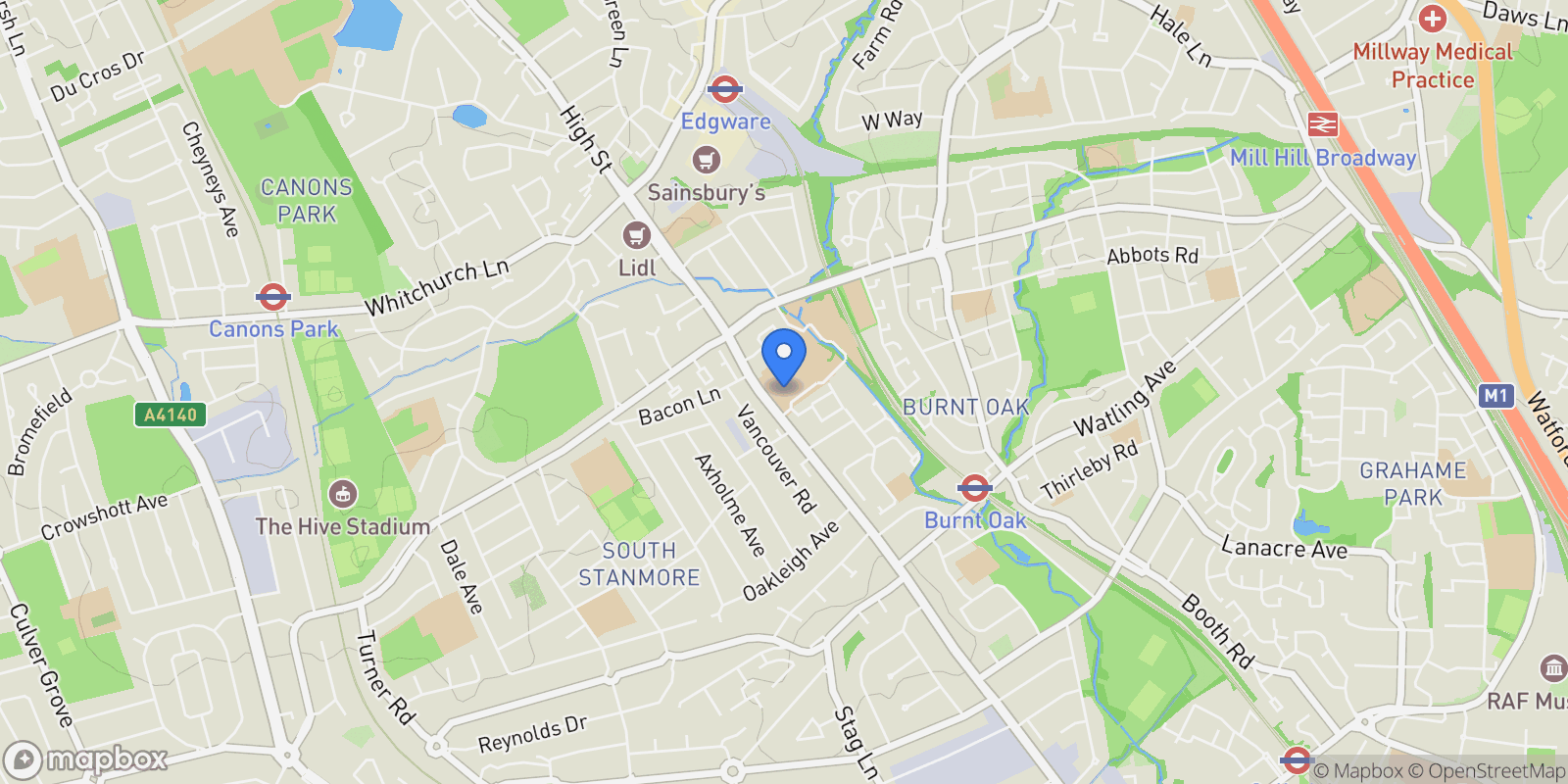 Map showing Dorset Drive, Edgware, Edgware, England, United Kingdom.