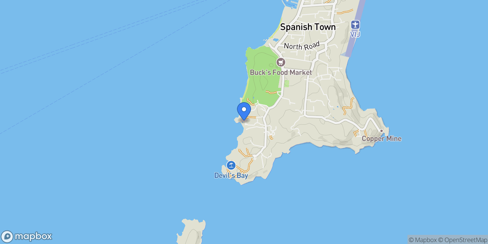 Map showing Boulder Beach, Virgin Gorda, Spanish Town, Virgin Gorda, British Virgin Islands.
