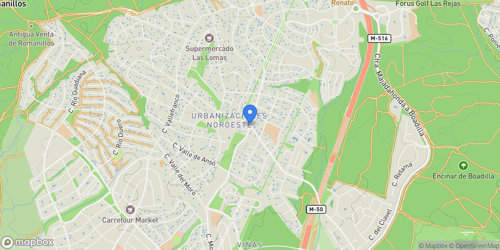 Map showing Las Lomas, Boadilla del Monte, Community of Madrid, Spain.