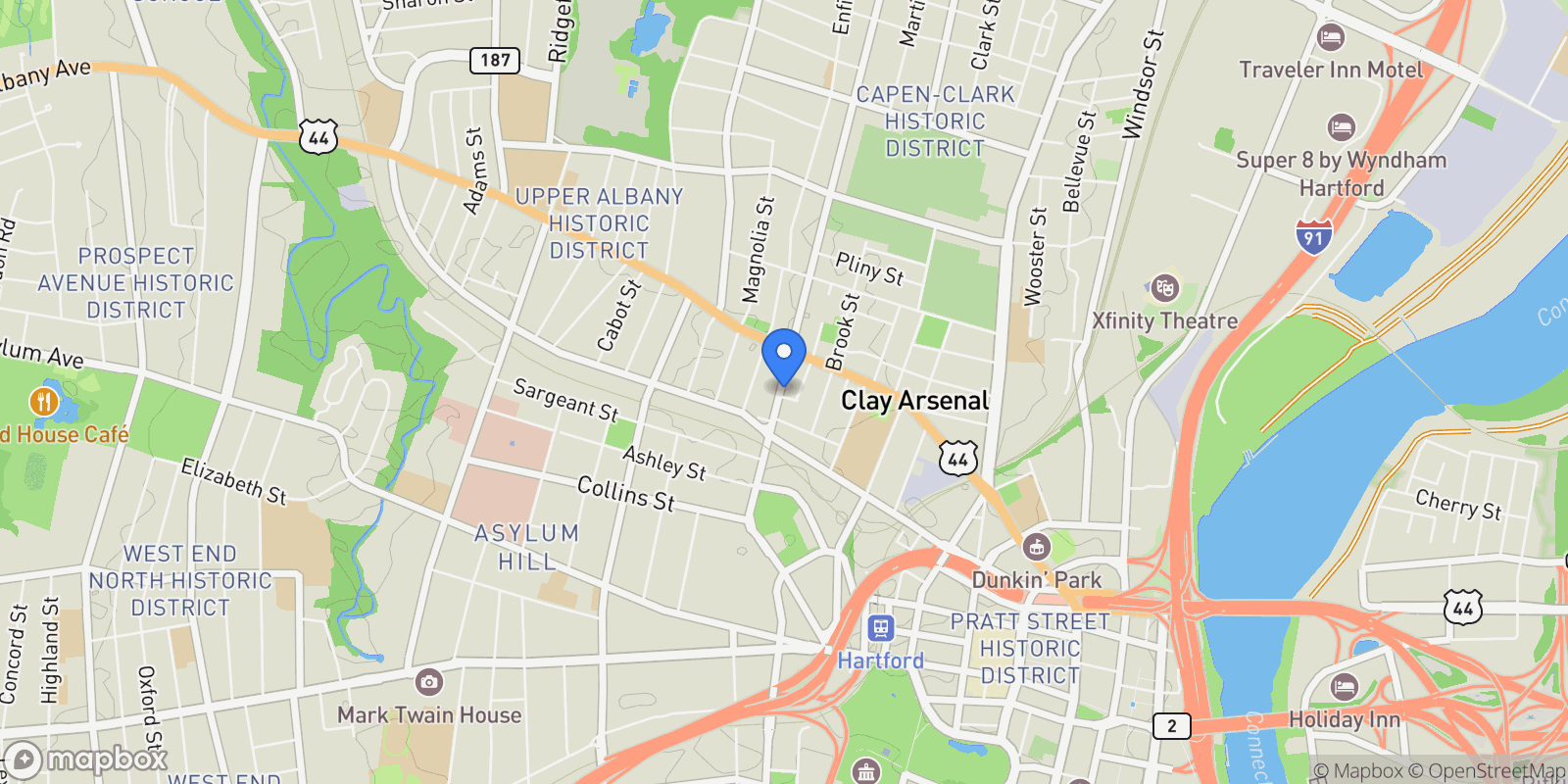 Map showing 300 Garden Street, Hartford, Connecticut, United States.