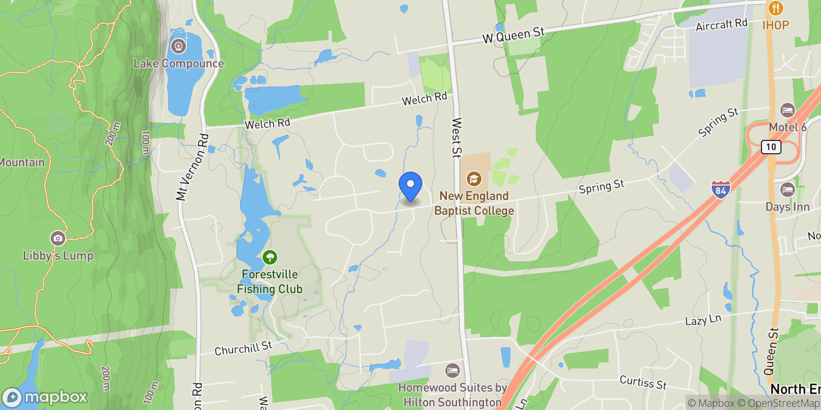 Map showing 110 West Pines Drive, Southington, Connecticut, United States.