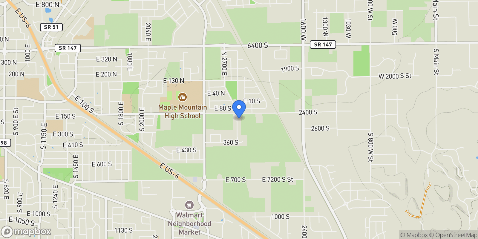 Map showing 165 S 2800 E 102, Spanish Fork, Utah, United States.