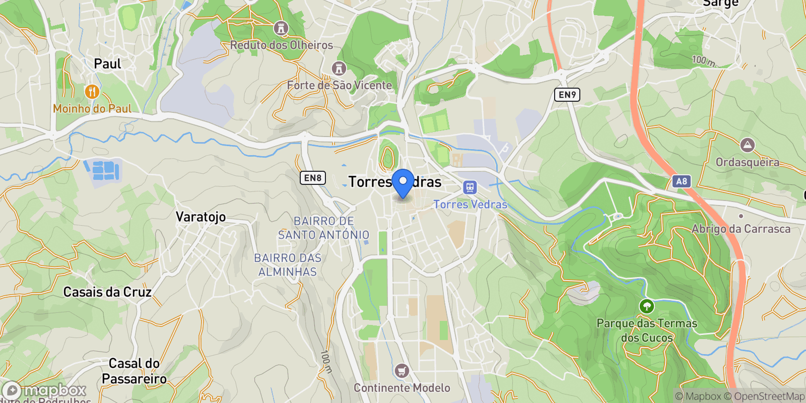 Map showing 2560 Torres Vedras, Portugal, Santa Maria, Sao Pedro e Matacaes, Lisbon, Portugal.