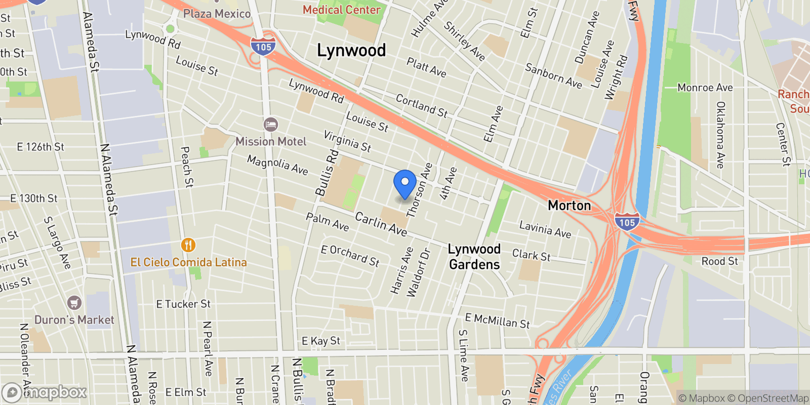 Map showing 12120 Muriel Drive, Lynwood, CA 90262, Lynwood, California, United States.