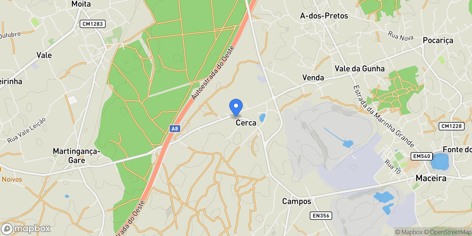 Map showing Maceira, Leiria, Maceira, Leiria District, Portugal.