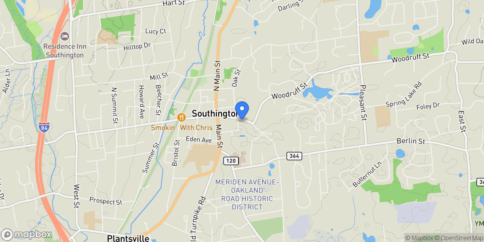 Map showing 92 Berlin Avenue, Southington, Connecticut, United States.