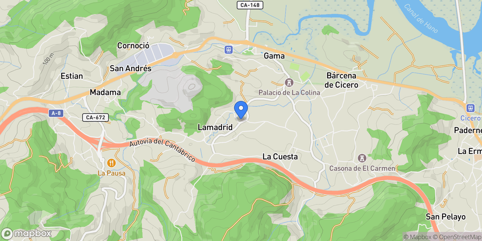 Map showing Barrio La Madrid, 10,  Barcena de Cicero, Barcena de Cicero, Cantabria, Spain.