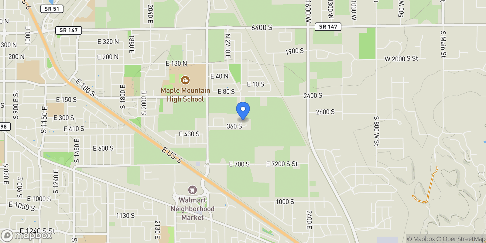 Map showing 325 S 2800 E 203, Spanish Fork, Utah, United States.