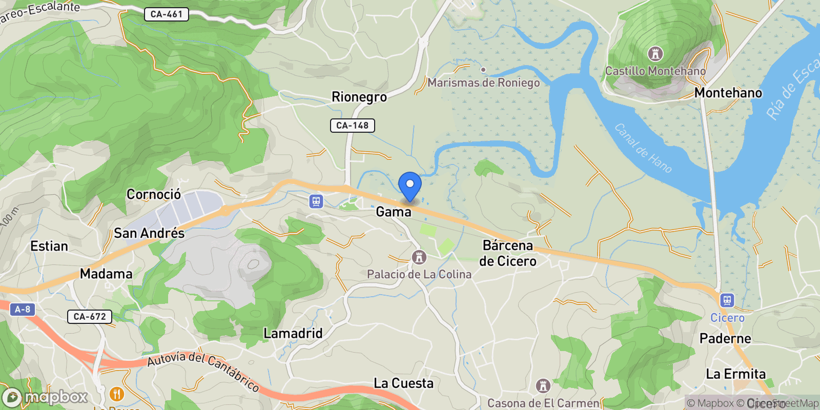 Map showing Barcena de Cicero, Cantabria, Spain.