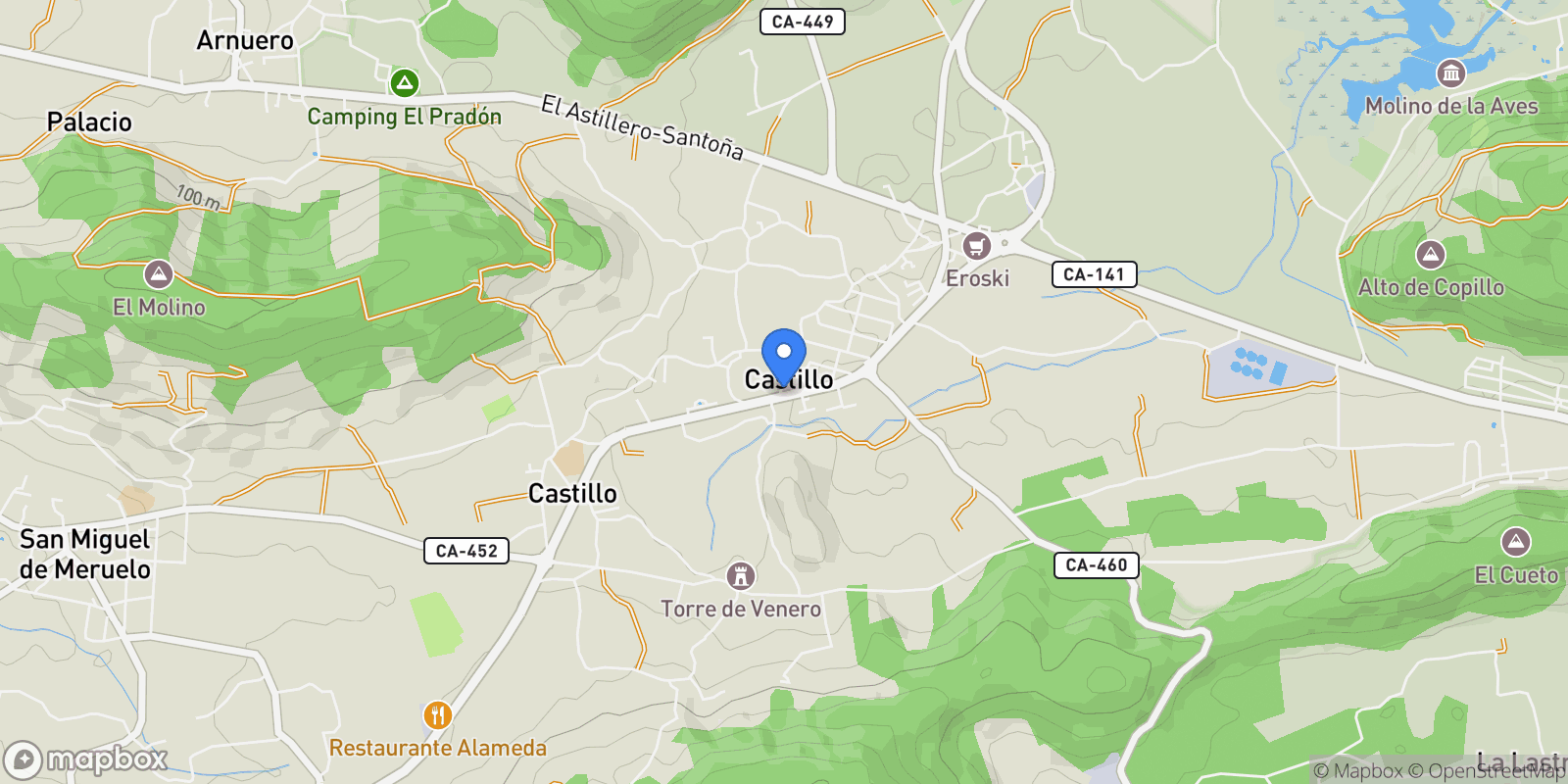 Map showing Arnuero,  Castillo, Arnuero, Cantabria, Spain.