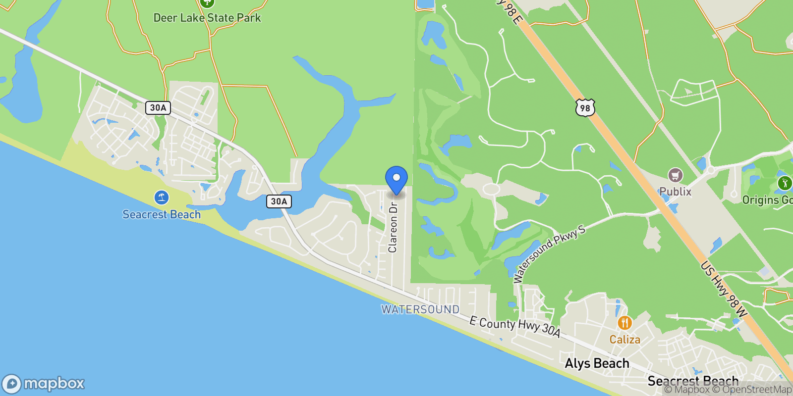Map showing 462 Clareon Drive, Rosemary Beach, Florida, United States.