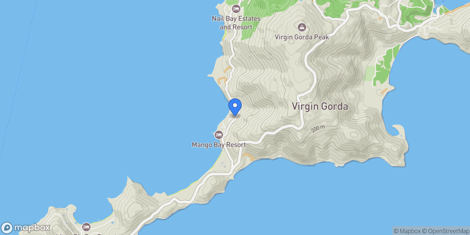 Map showing Bellamare, Virgin Gorda, Spanish Town, Virgin Gorda, British Virgin Islands.