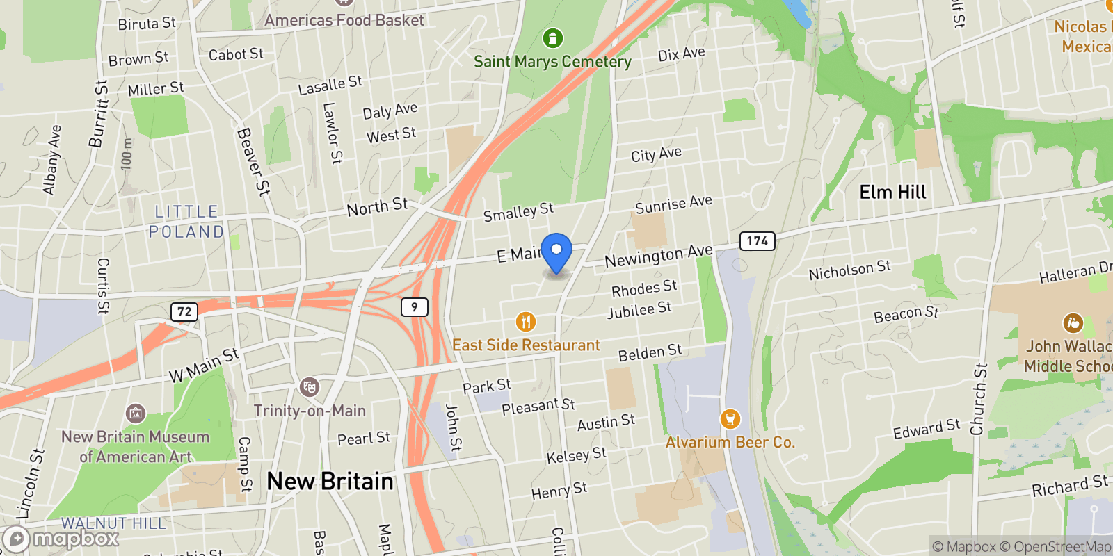 Map showing 31 Florence Street, New Britain, Connecticut, United States.