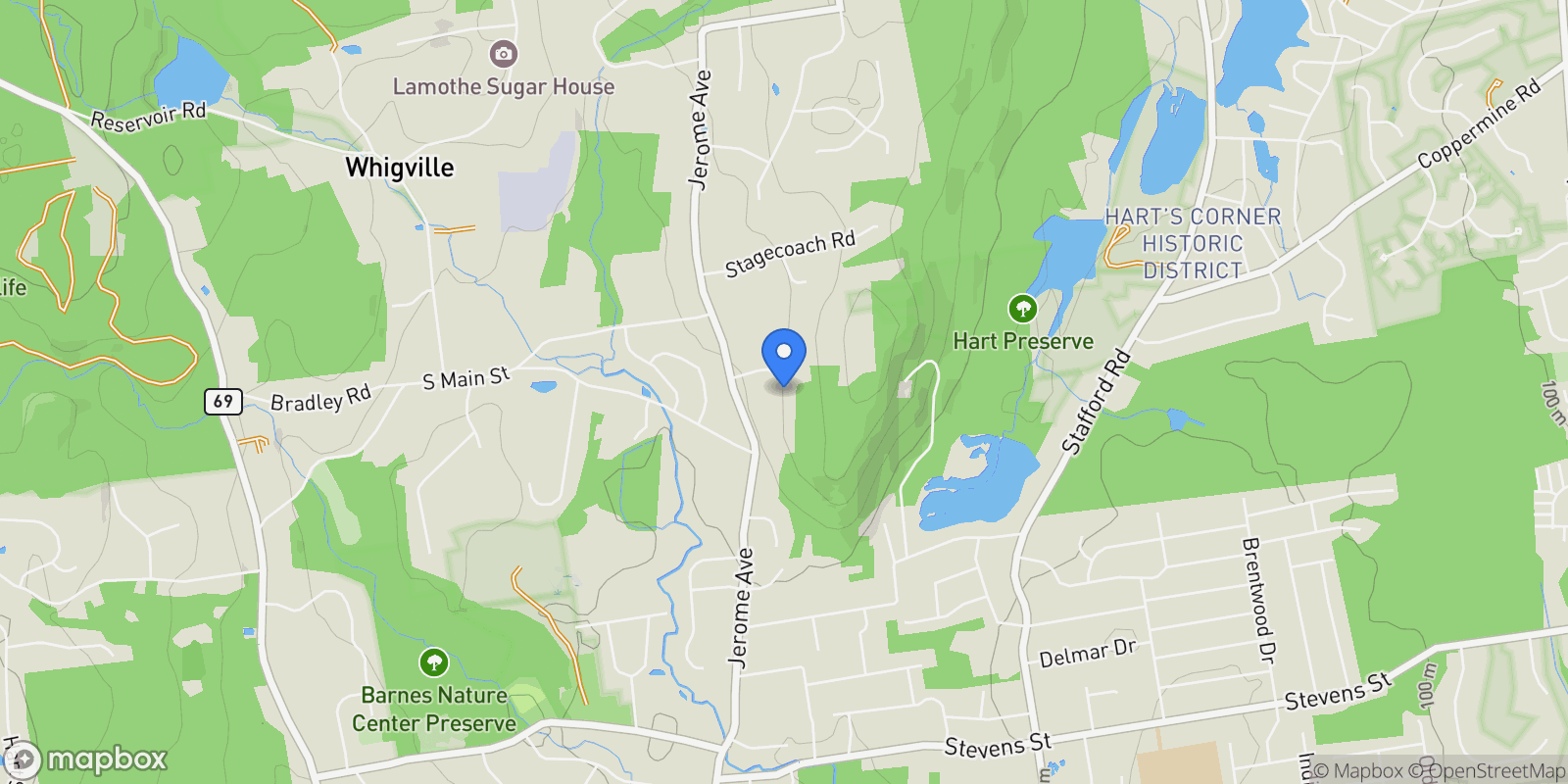 Map showing 49 Siegas Road, Burlington, Connecticut, United States.