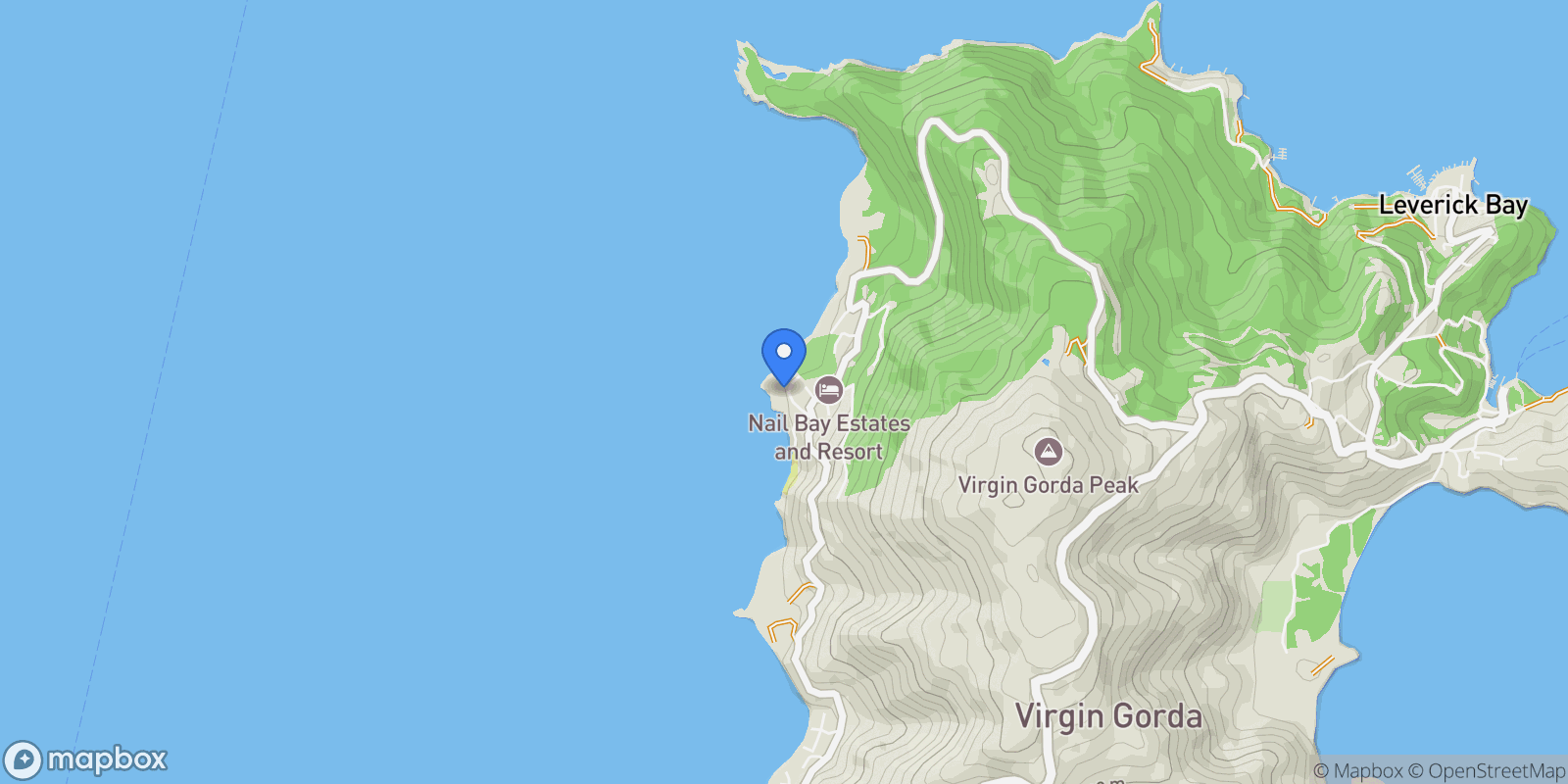 Map showing Baraka Point, Virgin Gorda, Spanish Town, Virgin Gorda, British Virgin Islands.
