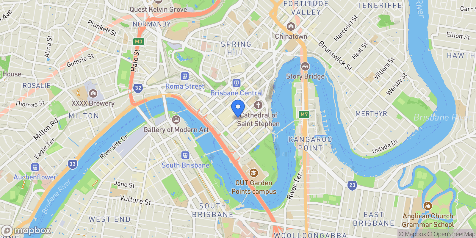 Map showing Brisbane, Brisbane, Queensland, Australia.