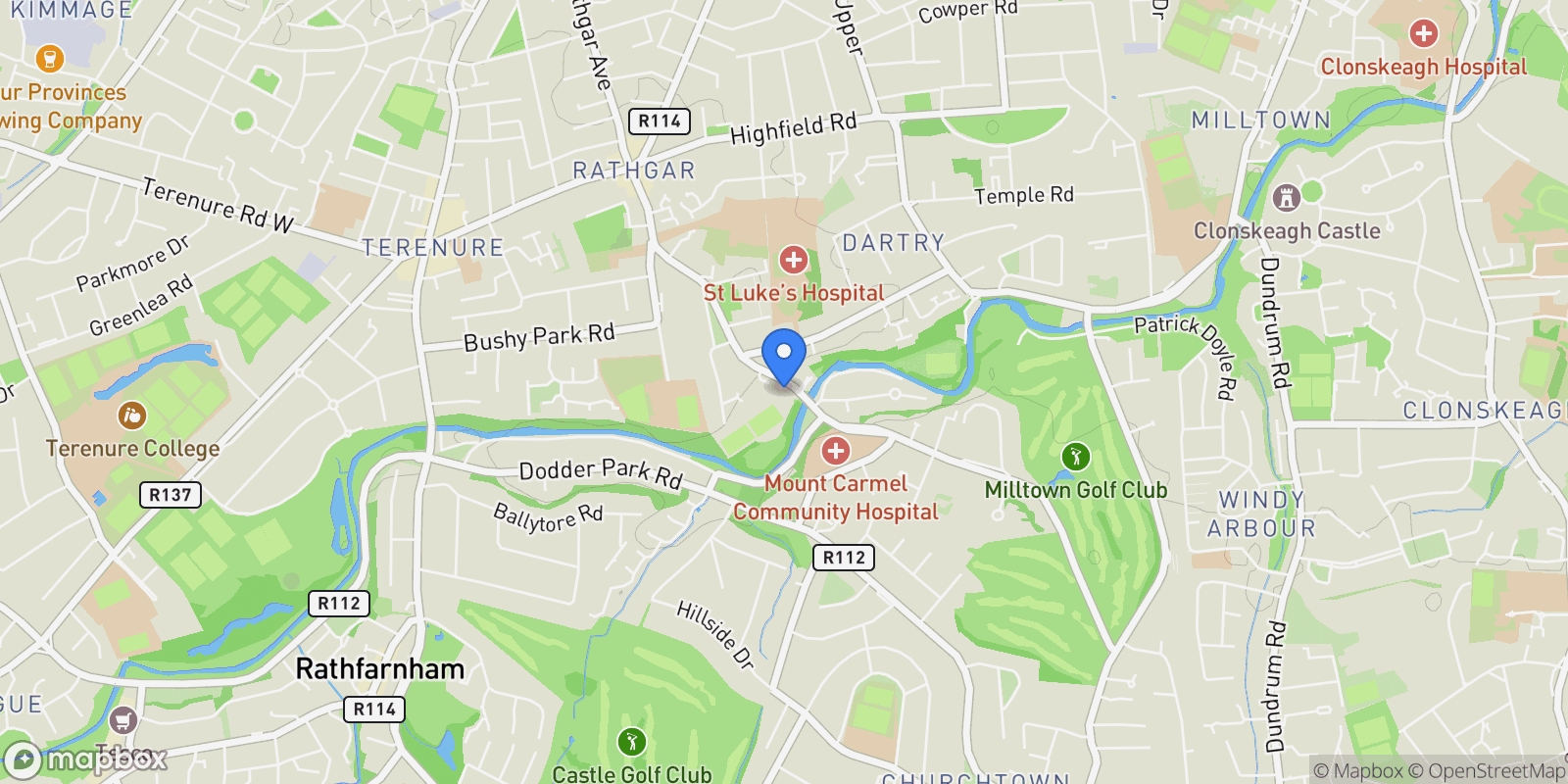 Map showing 5 Park View, Orwell Road, Rathgar, Dublin 6, D D06 F258, Dublin 6, County Dublin, Ireland.
